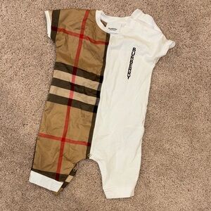 Burberry Kids Tan and White Bodysuit
